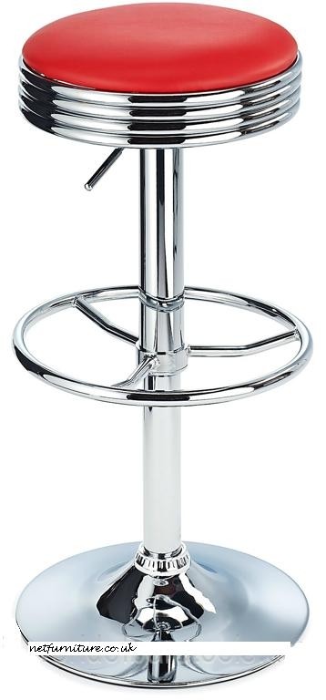 Michigan retro bar stool chrome with padded faux leather
