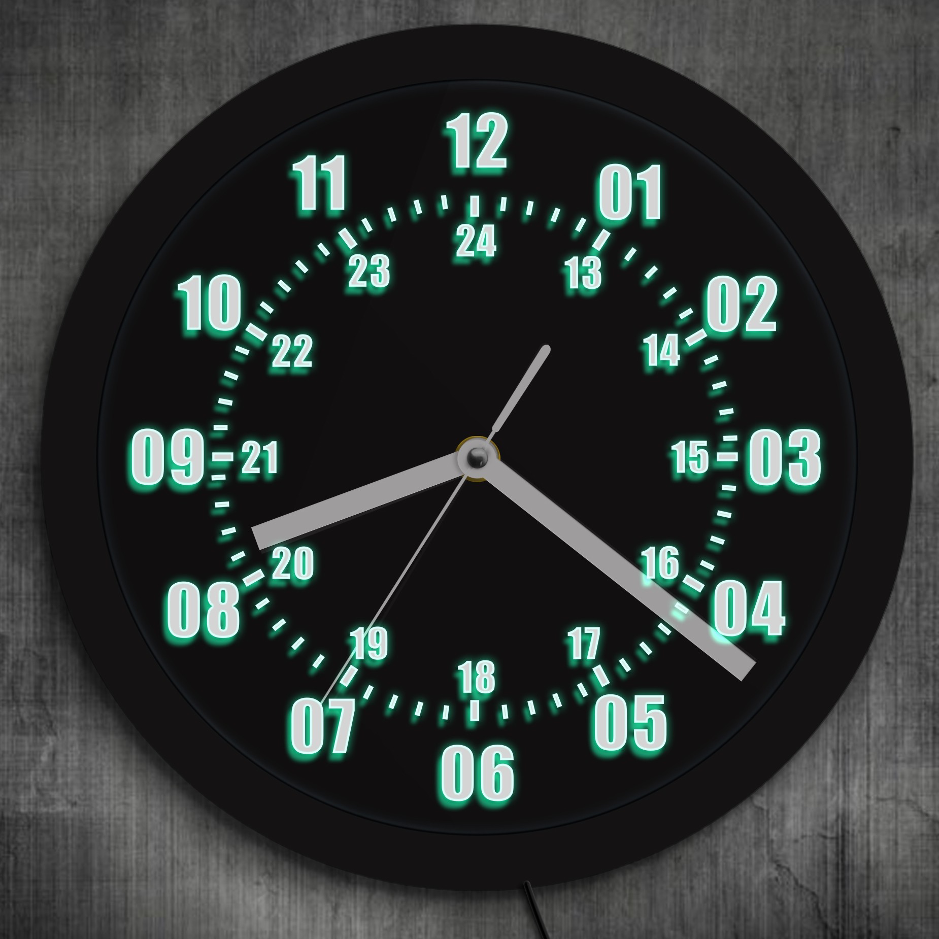 Military time 24 hours led wall clock military world time