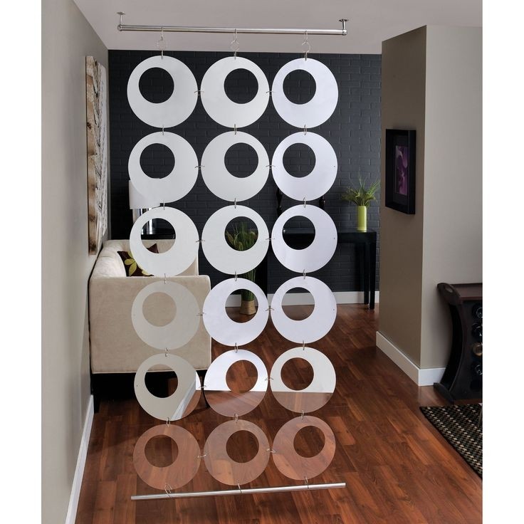 Mirrored hanging room divider 40w x 87h in room