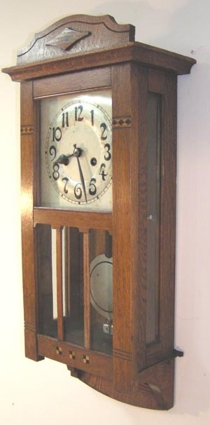 Mission oak chiming wall clock antique timepieces clock 2