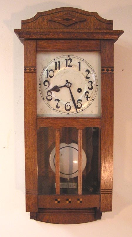 Mission oak chiming wall clock antique timepieces clock