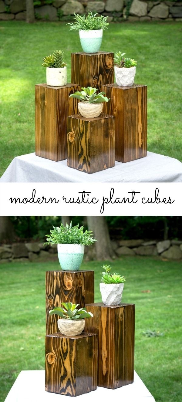 Modern rustic plant stands available in 3 piece plant