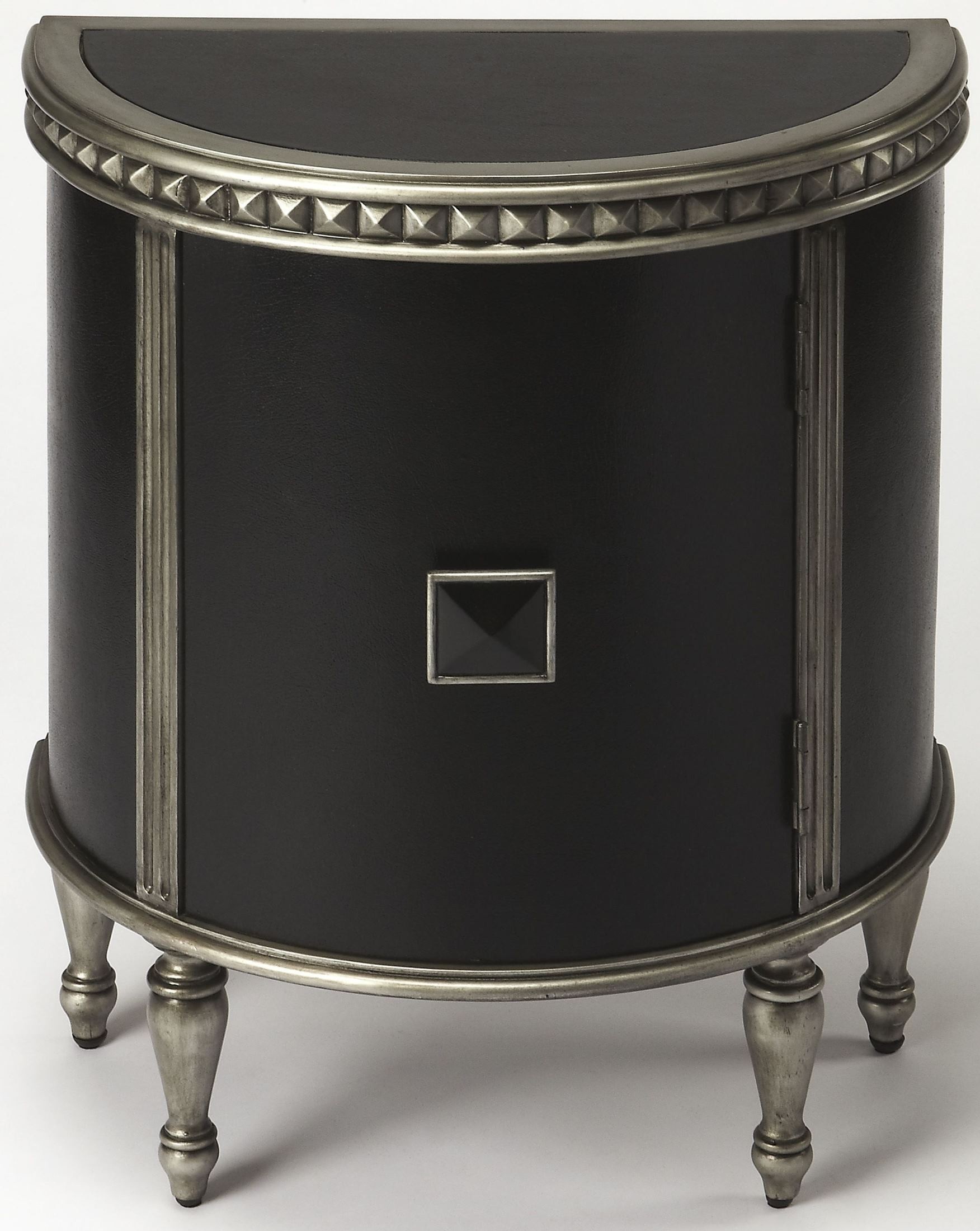 Paulina leather demilune console cabinet from butler