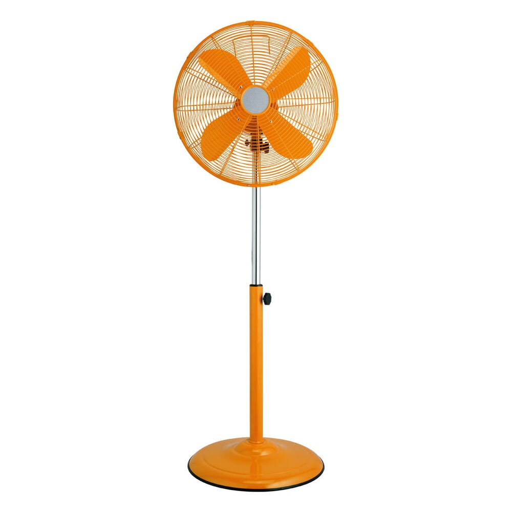 Pedestal floor fan orange metal retro floorstanding