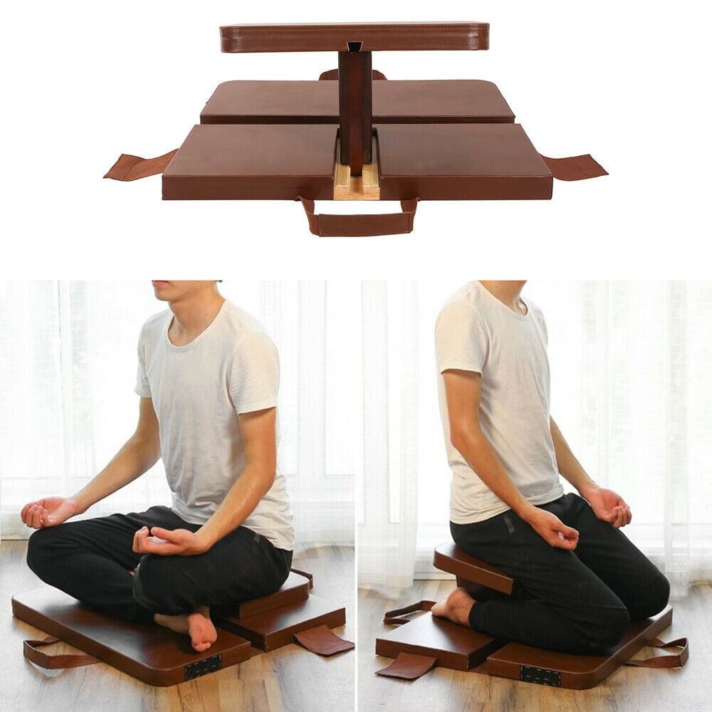 Portable folding meditation stool wood zen garden bench