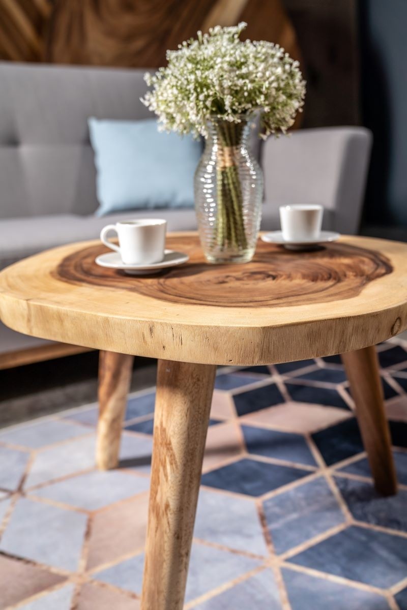 Round suar wood coffee table masons home decor