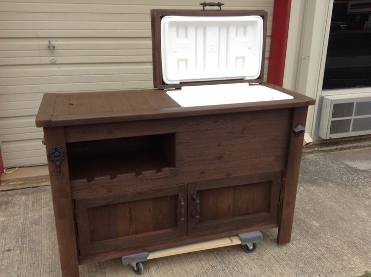 Rustic wooden cooler table bar cart wine bar with mini