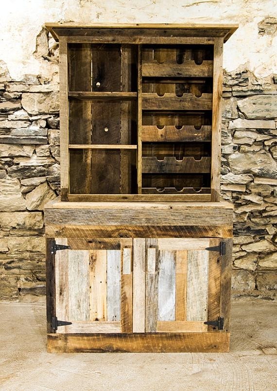 Saloon style rustic wine rack and liquor cabinet