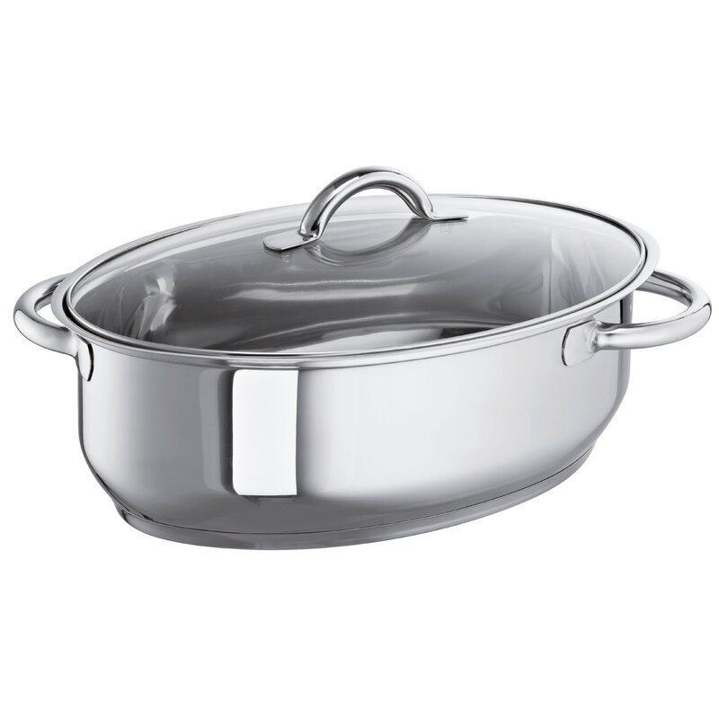 Schulte ufer stainless steel oval roasting pan with lid