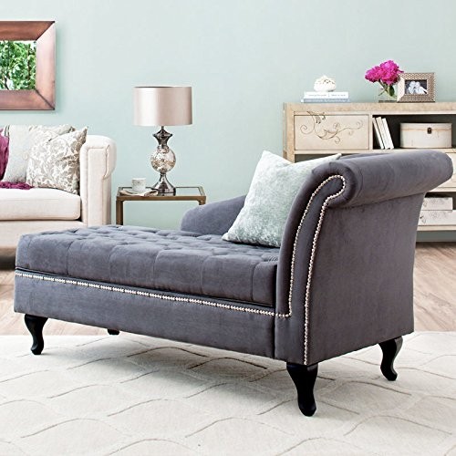 Storage chaise lounge luxurious tufted classic traditional 1