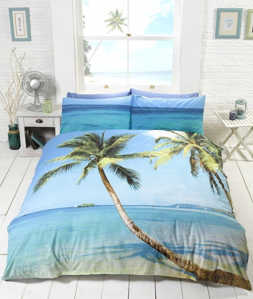 Tropical island beach palm tree photo print duvet quilt