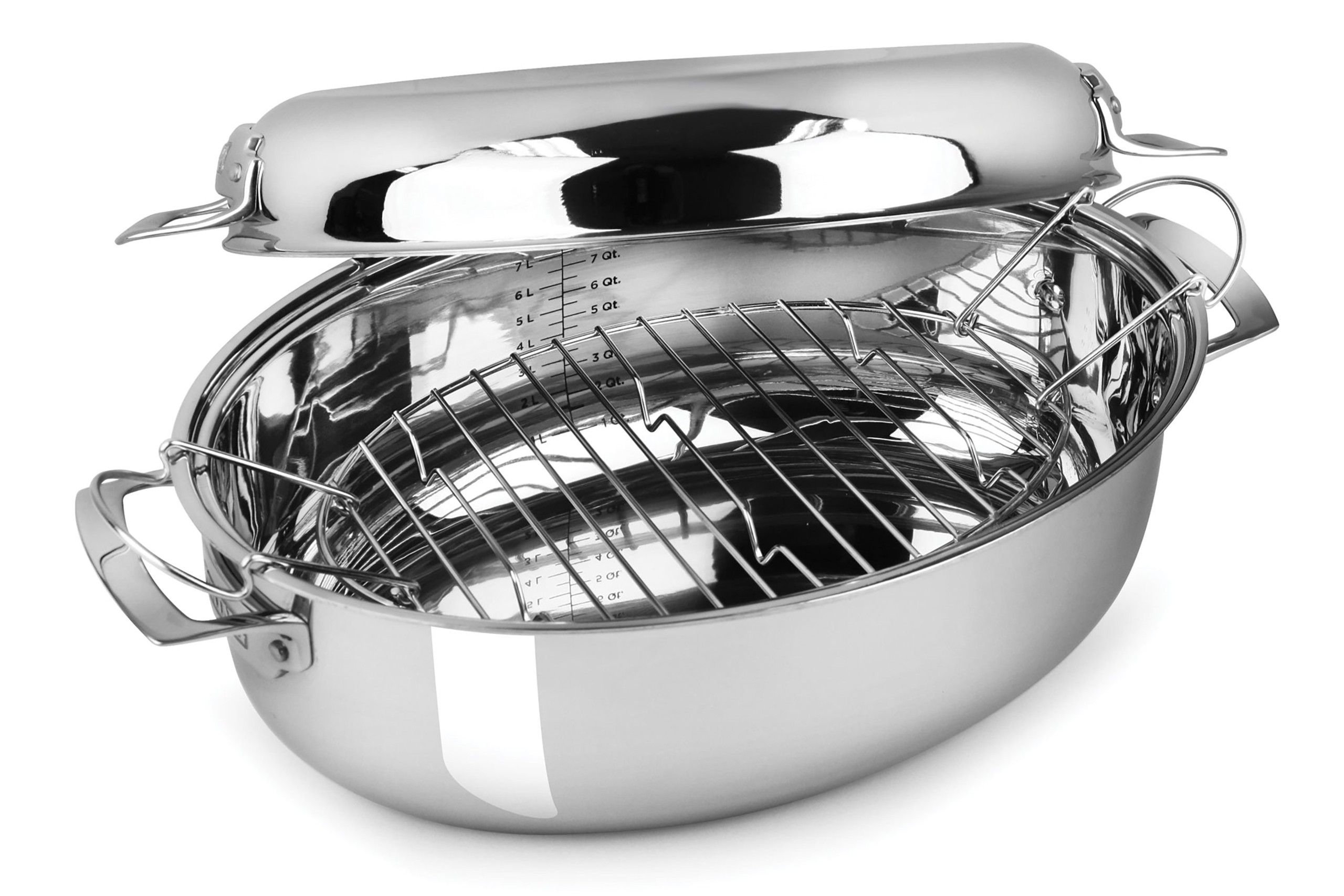 Viking tri ply oval multi roaster with induction lid
