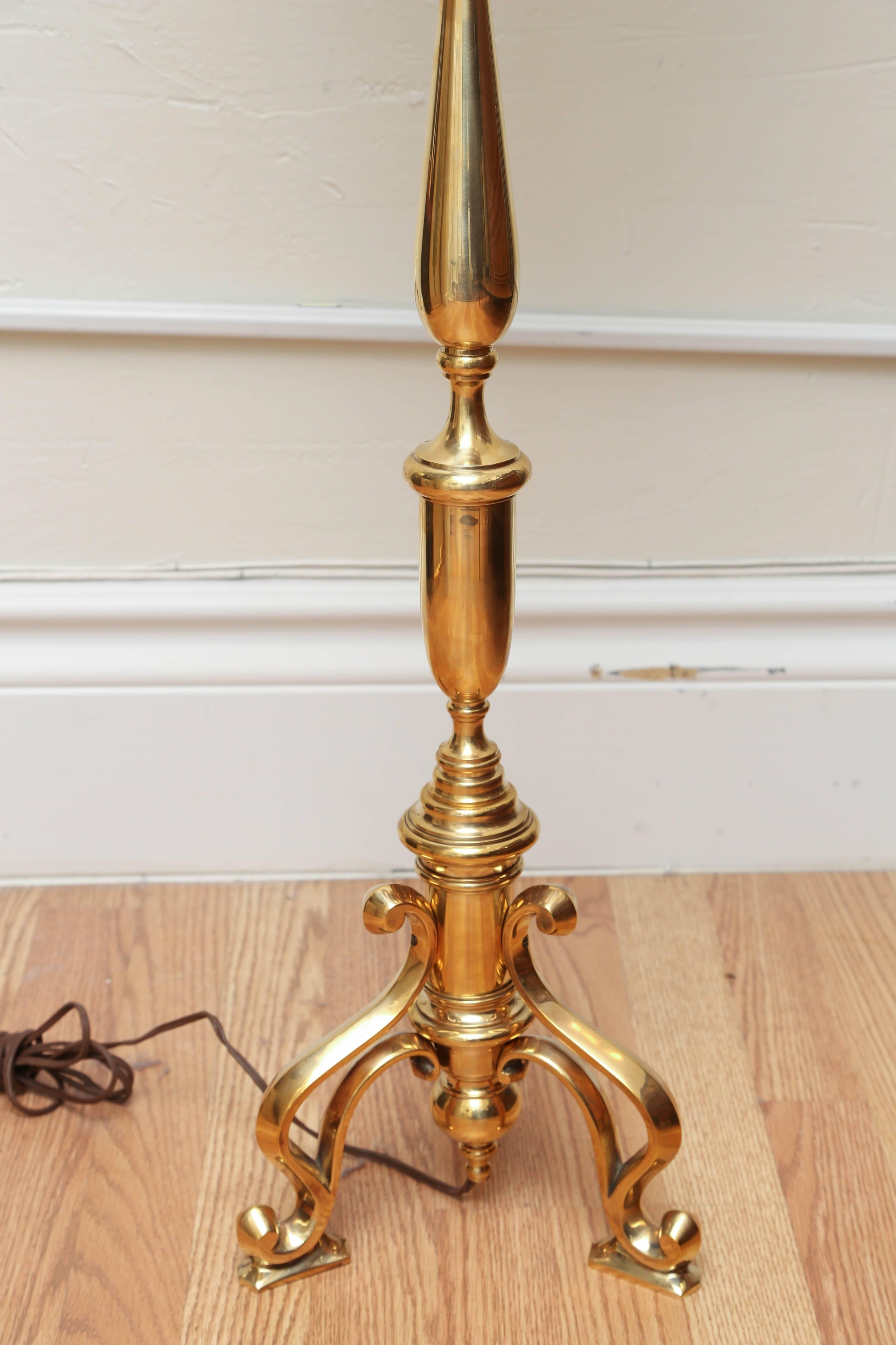 Vintage brass candlestick floor lamp solid brass