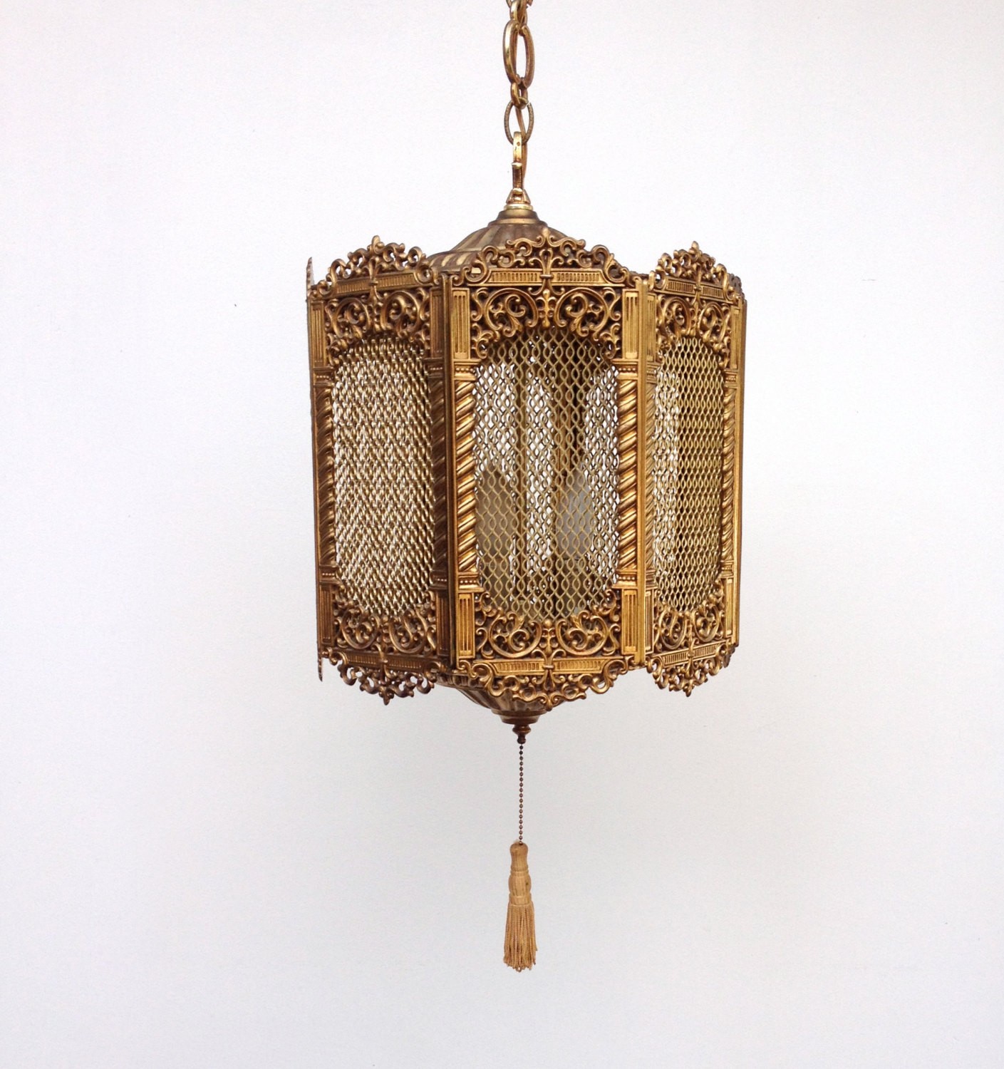 Vintage swag lamp brass moroccan hanging lamp lantern