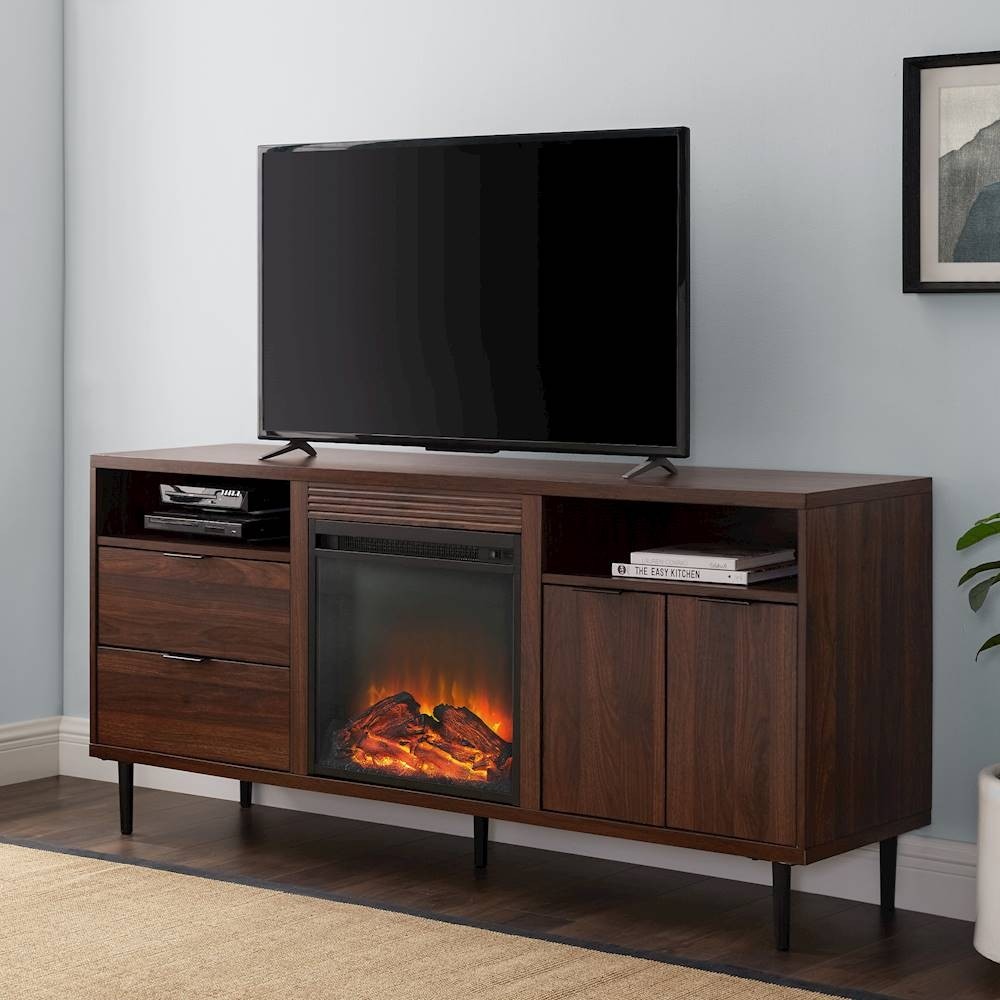 Walker edison mid century modern fireplace tv stand for