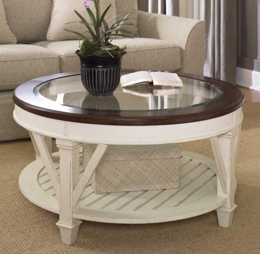 Wood coffee table with glass insert top ideas 1