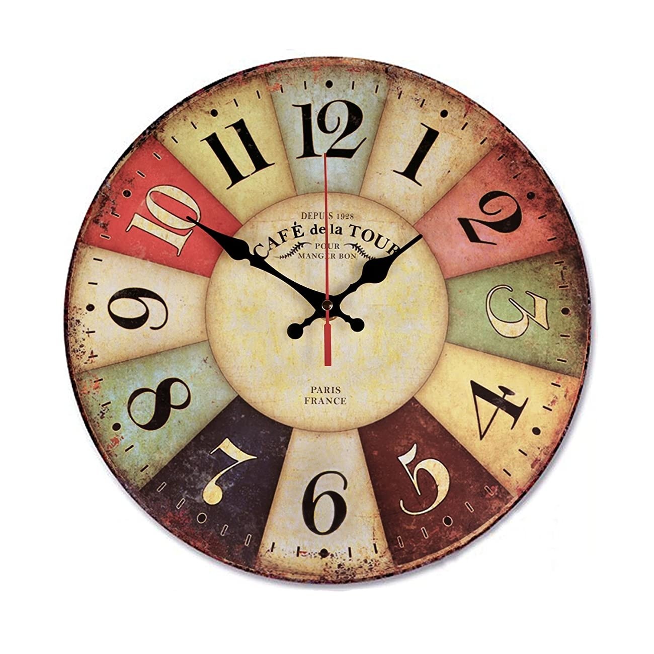Wood wall clock nalakuvara vintage colorful france paris 3