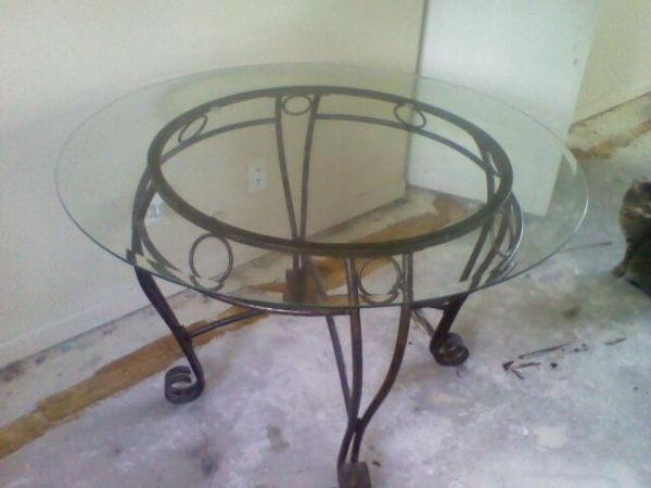 Wrought iron kitchen table w glass top muskegon for