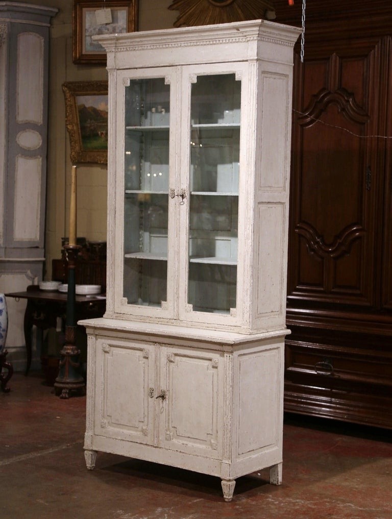 19th century louis xvi painted buffet display cabinet with