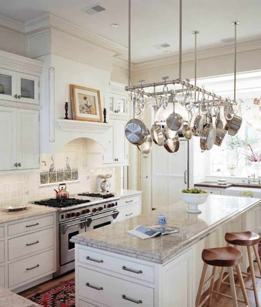 40 kitchens with hanging pot racks pictures 5
