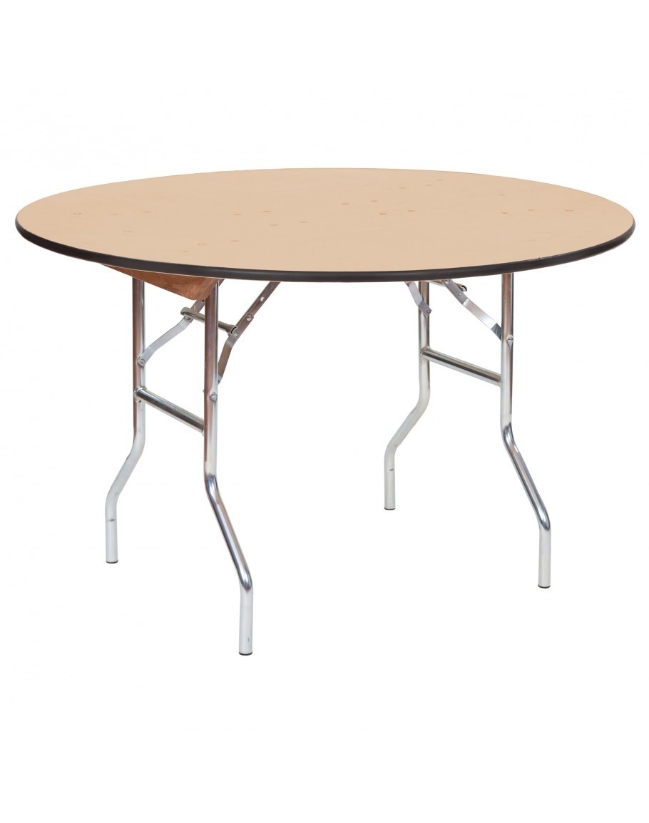 48 inch round wood folding table vinyl edging