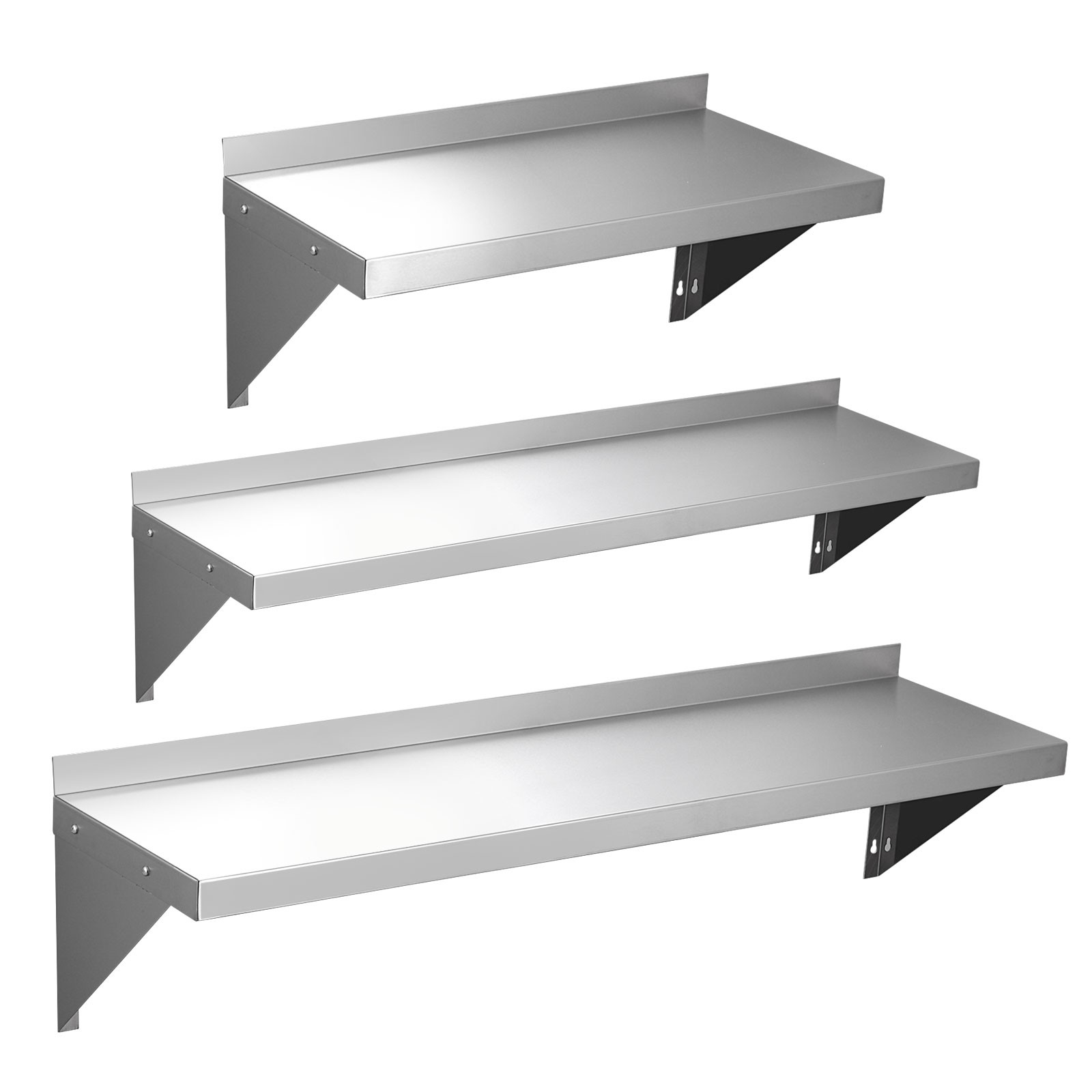 600 900 1200mm stainless steel wall shelf with brackets