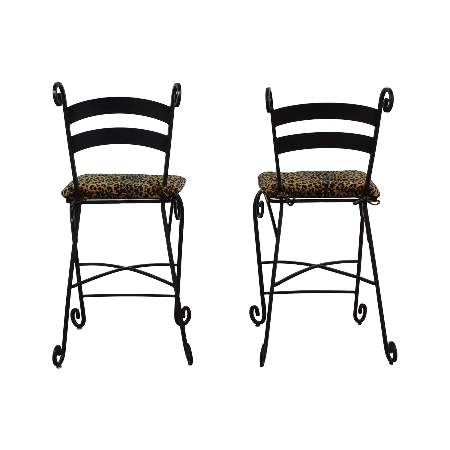 90 off leopard counter height black wrought iron stools 1