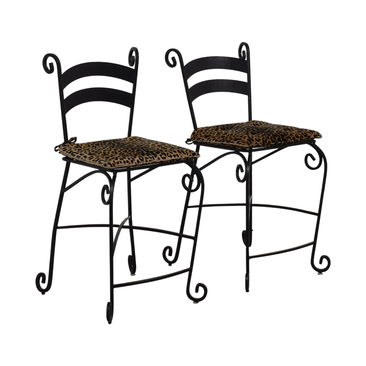 90 off leopard counter height black wrought iron stools 3
