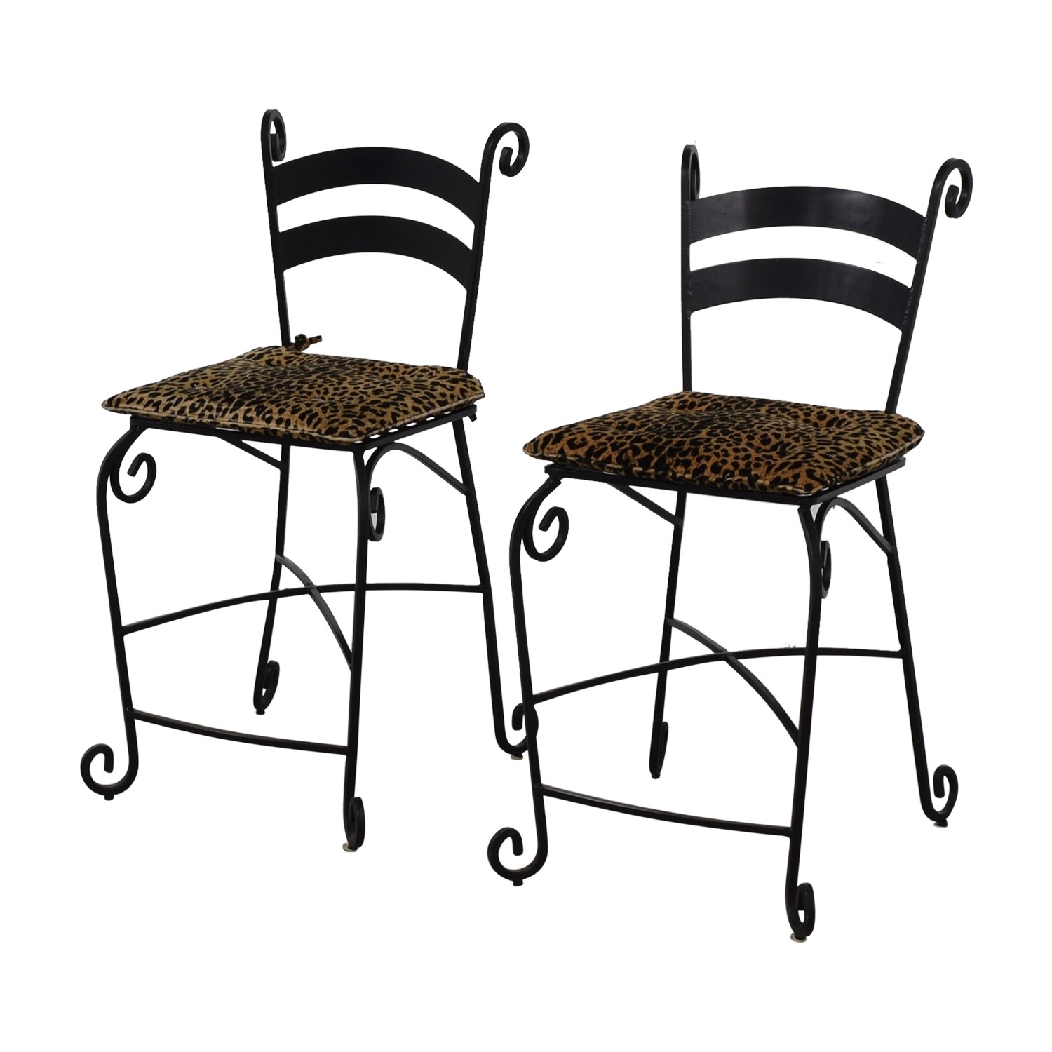 90 off leopard counter height black wrought iron stools 5