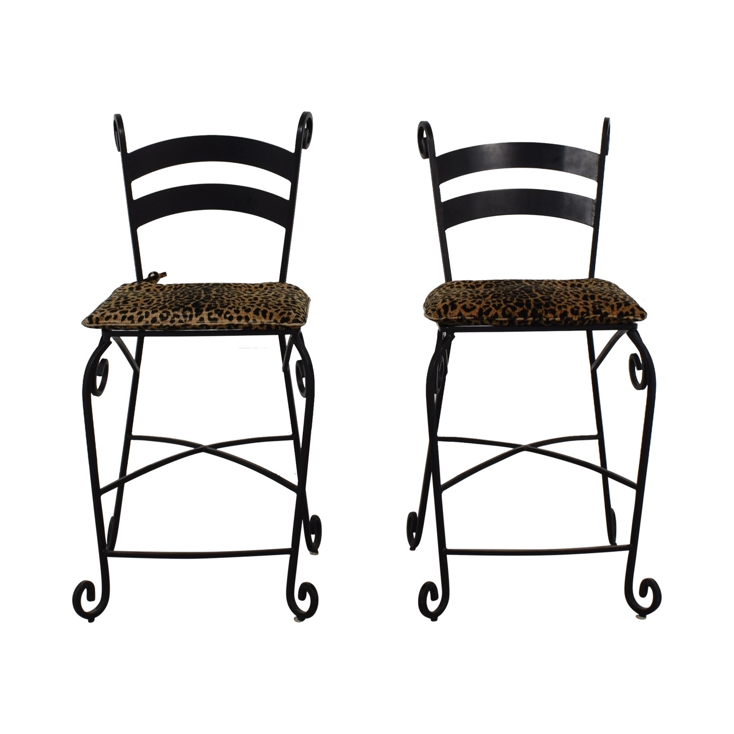 90 off leopard counter height black wrought iron stools