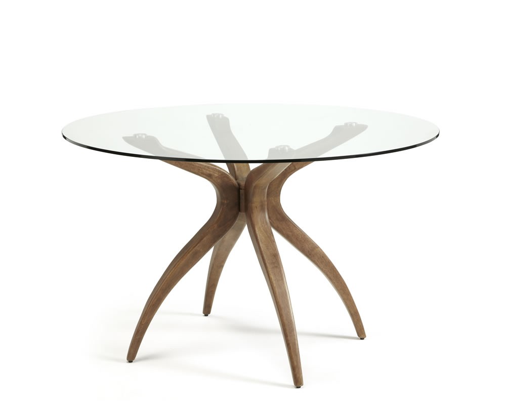 Adelaide round glass and walnut dining table frances hunt