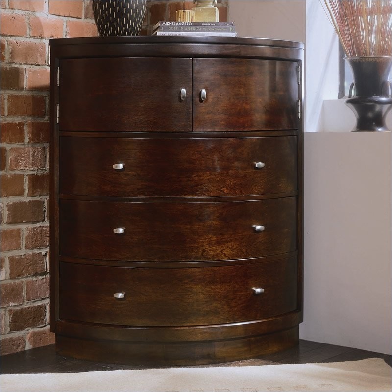 American drew tribecca 3 drawer corner chest in root beer