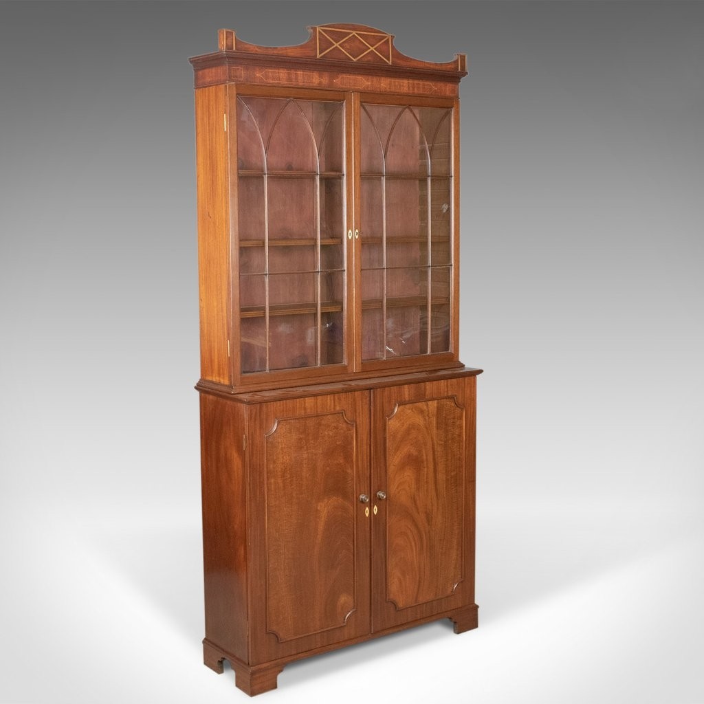 Antique bookcase english victorian mahogany display