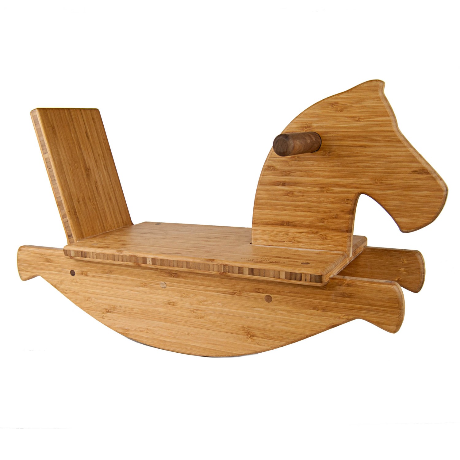 Bamboo wooden toy rocking horse personalized by