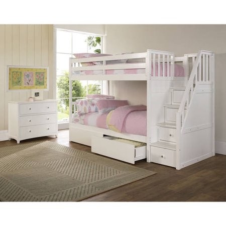 Barrett stair twin over twin wood bunk bed with storage