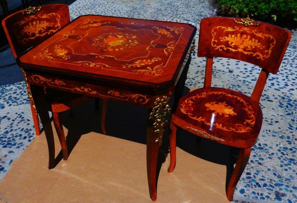 Beautiful vintage italian inlaid multi game table w two