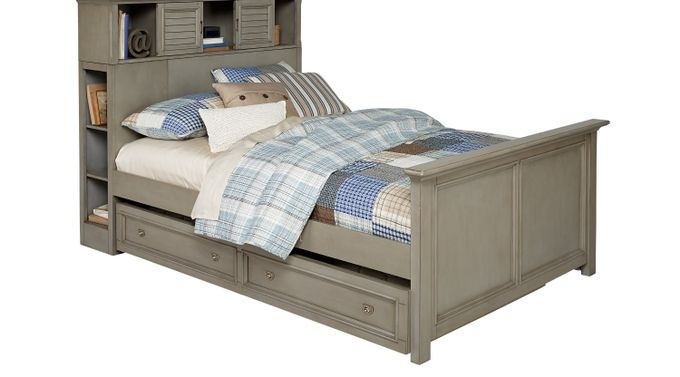 Belmar gray 4 pc twin bookcase bed w trundle 1