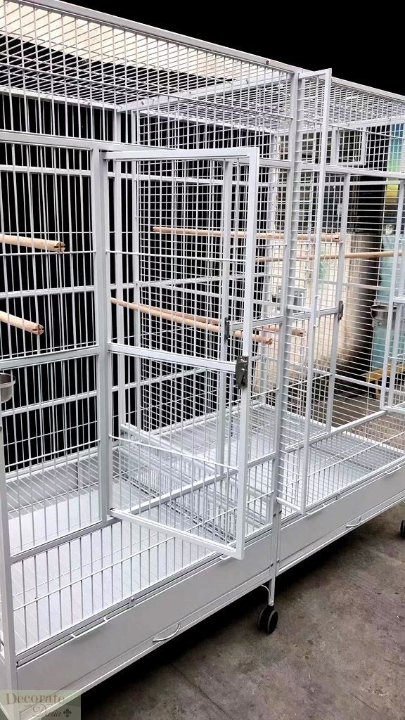 Bird cage large white double macaw parrot slide out