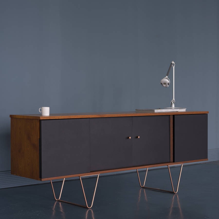 Black and copper retro teak sideboard by little monster 1