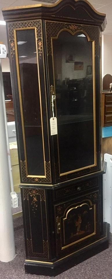 Black and gold oriental curio cabinet only 100 with