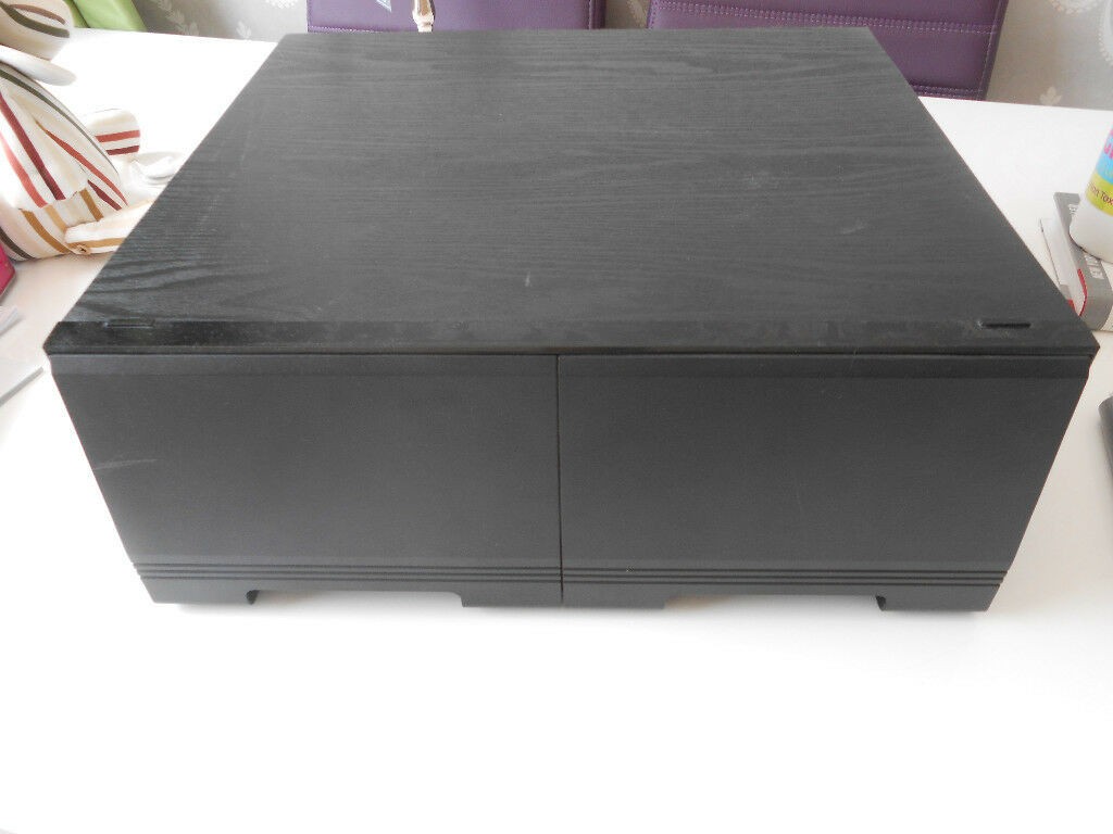 Black stackable dvd storage drawers holds 40 dvds in