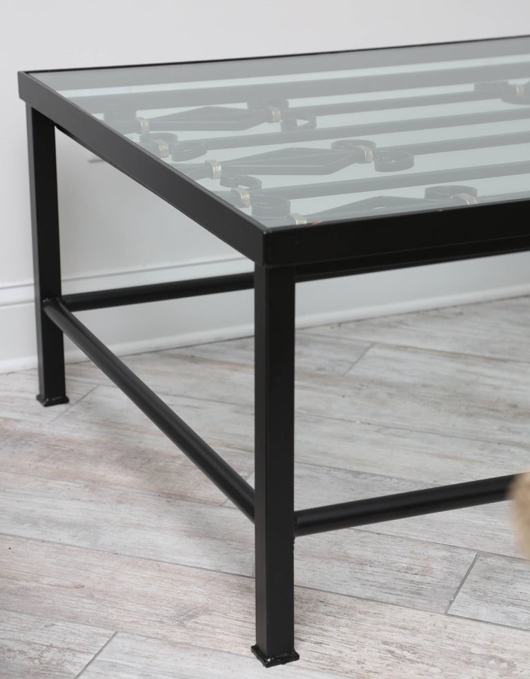 Black wrought iron coffee table for sale at 1stdibs