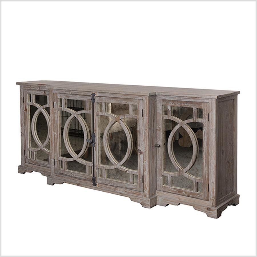 Buffet sideboard cabinet with distressed glass paneled 1