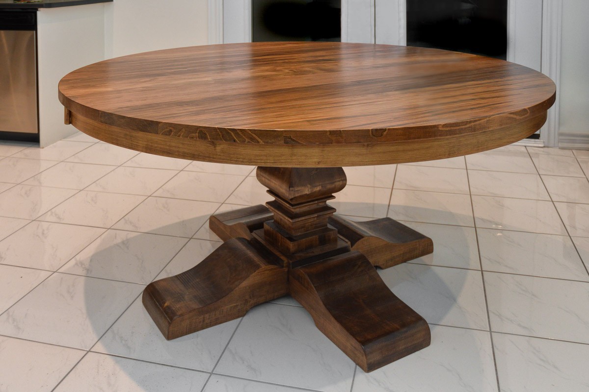 Built in canada solid wood round table anne quinn furniture