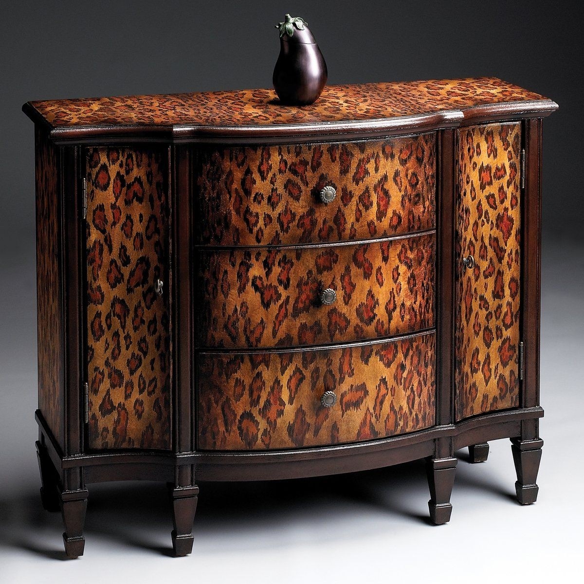 Butler hand painted leopard console table cabinet