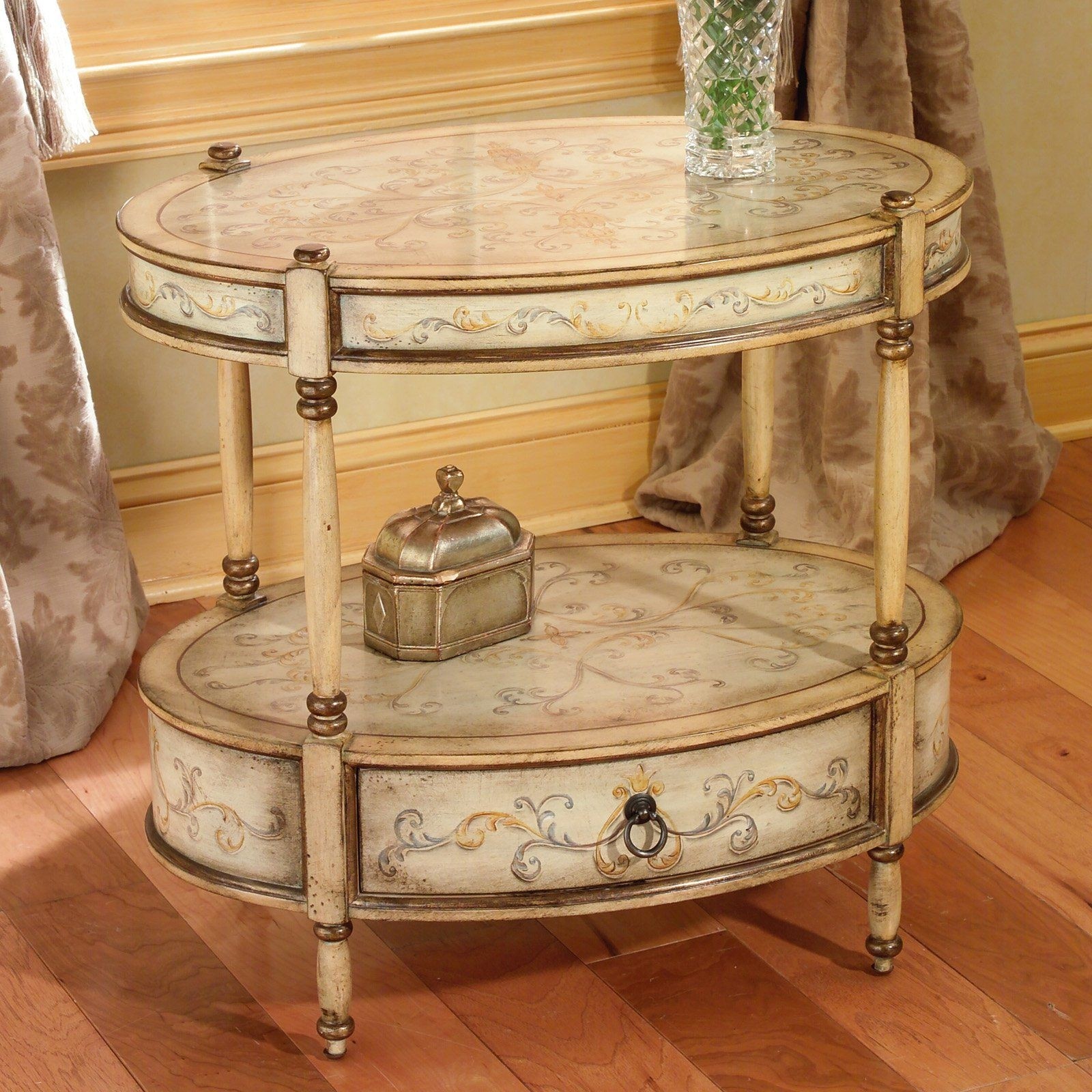 Butler oval accent table tuscan cream hand painted