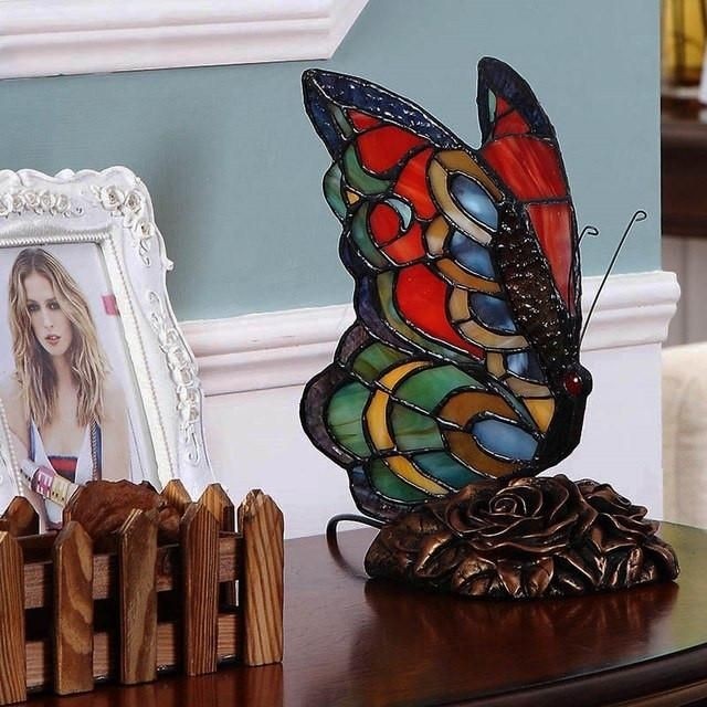 Butterfly table lamp butterfly table stained glass