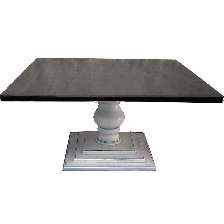 Buy a hand made square farm dining table with pedestal