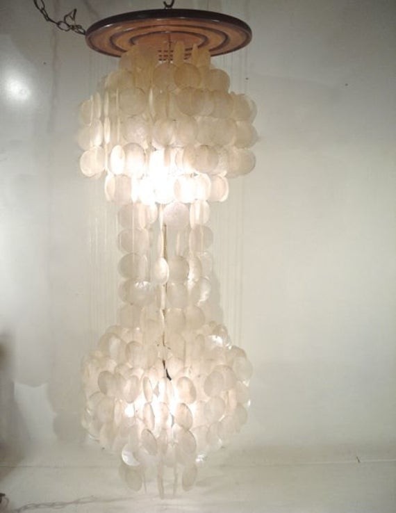 Capiz shell chandelier retro waterfall swag lamp