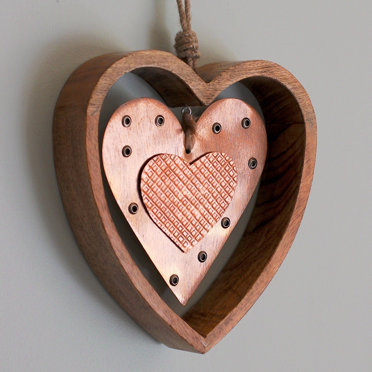 Carol braden llc wood and copper heart wall decor